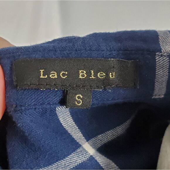 LAC BLEU grunge shirt twist front custom bleach dyed plaid‎ top S - Picture 5 of 8
